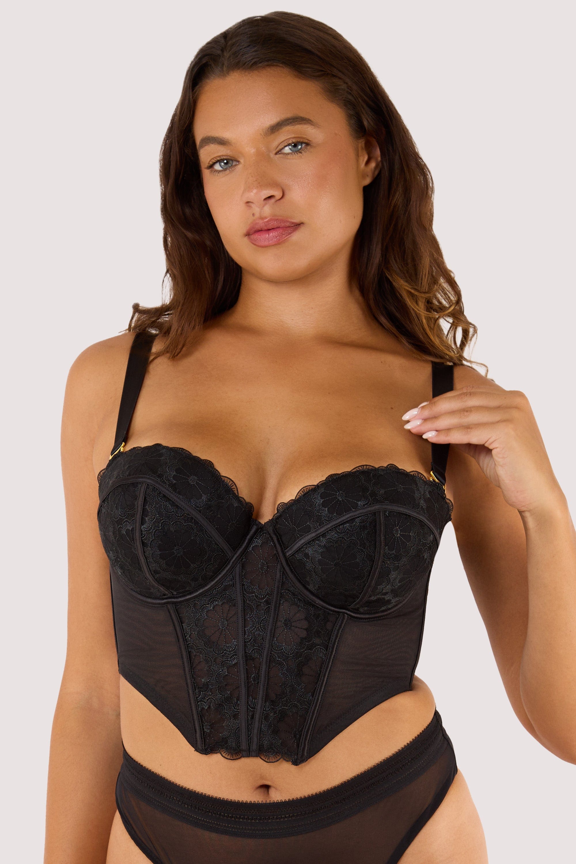 Daisy Embroidery Strapless Bustier